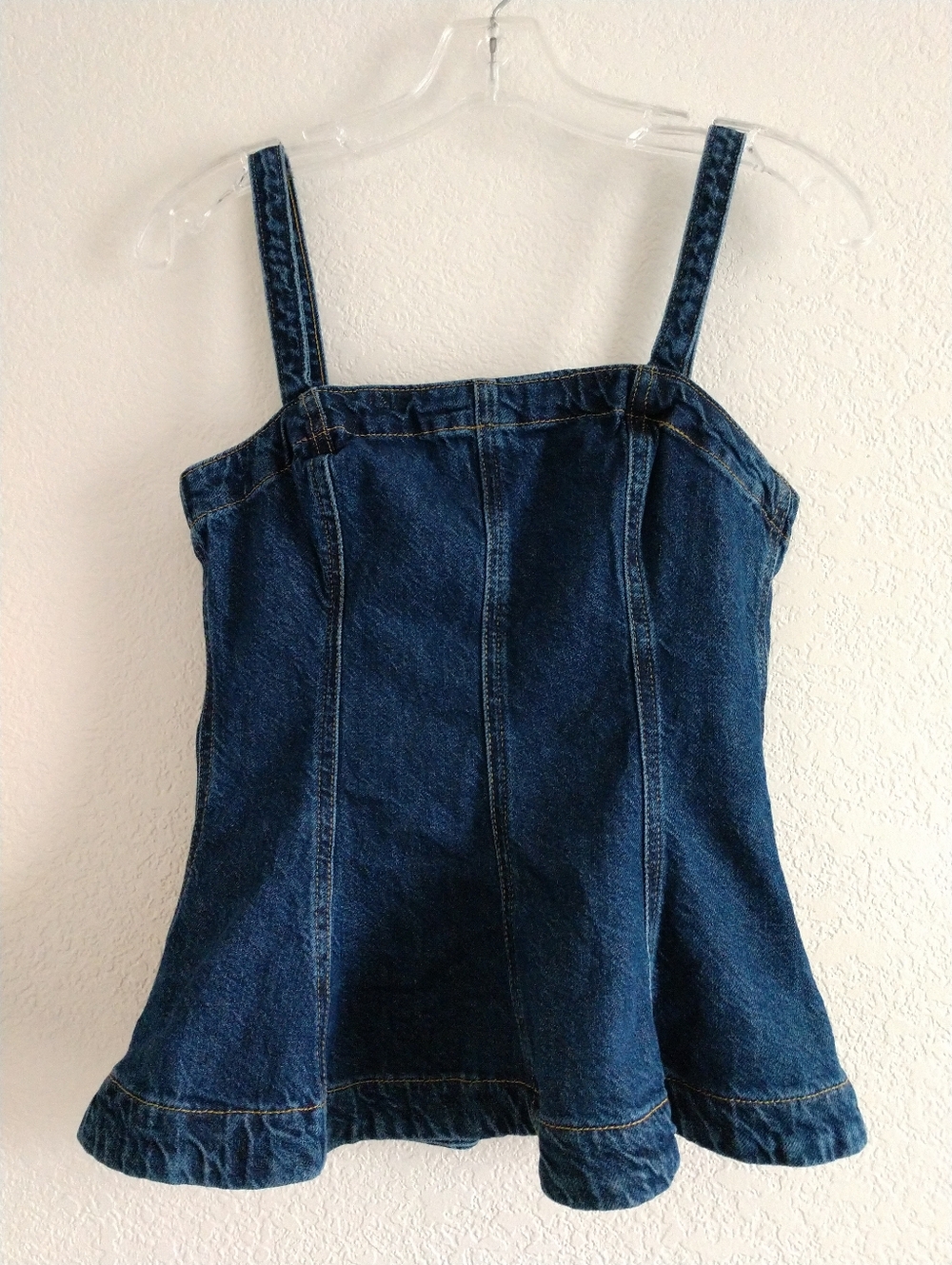 NEW H&M Divided Denim Corset CROP Top Tank Sleeveless Dark Wash Blue Size XXS